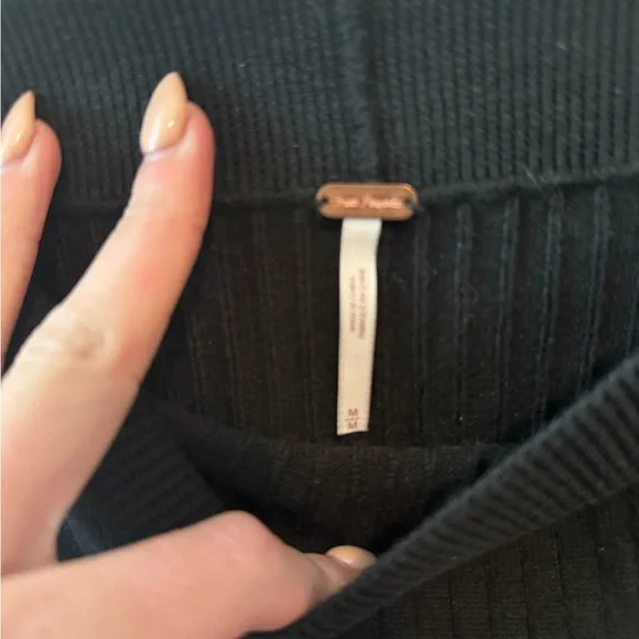 Free People Black Midi Pencil Skirt with Slit - Picture 3 of 4